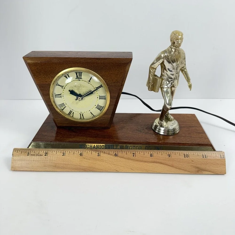 Automotive Salesmen of the Year Award 1972 Desk Clock Trophy WORKS